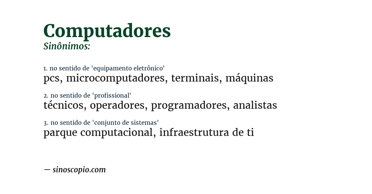 Sinônimo de computadores