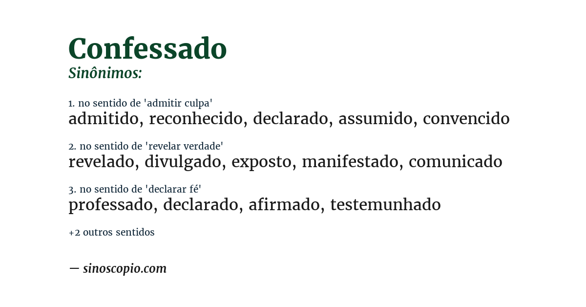 Sinônimo de confessado