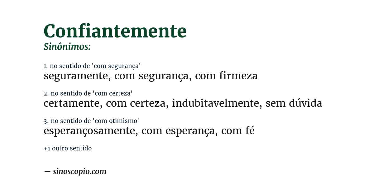 Sinônimo de confiantemente