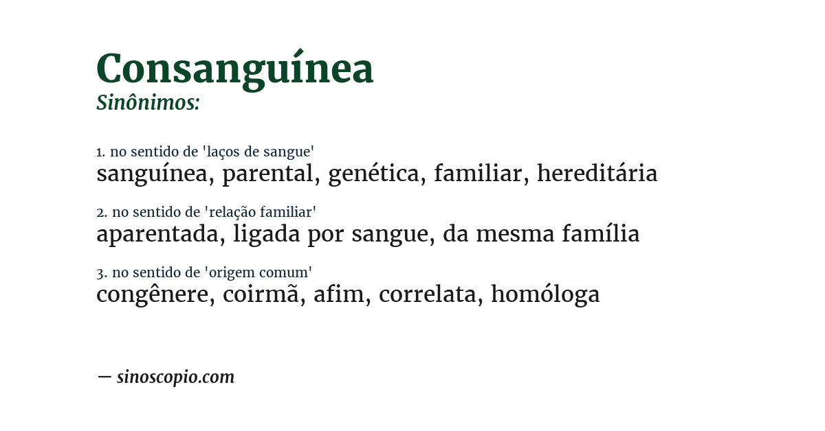 Sinônimo de consanguínea