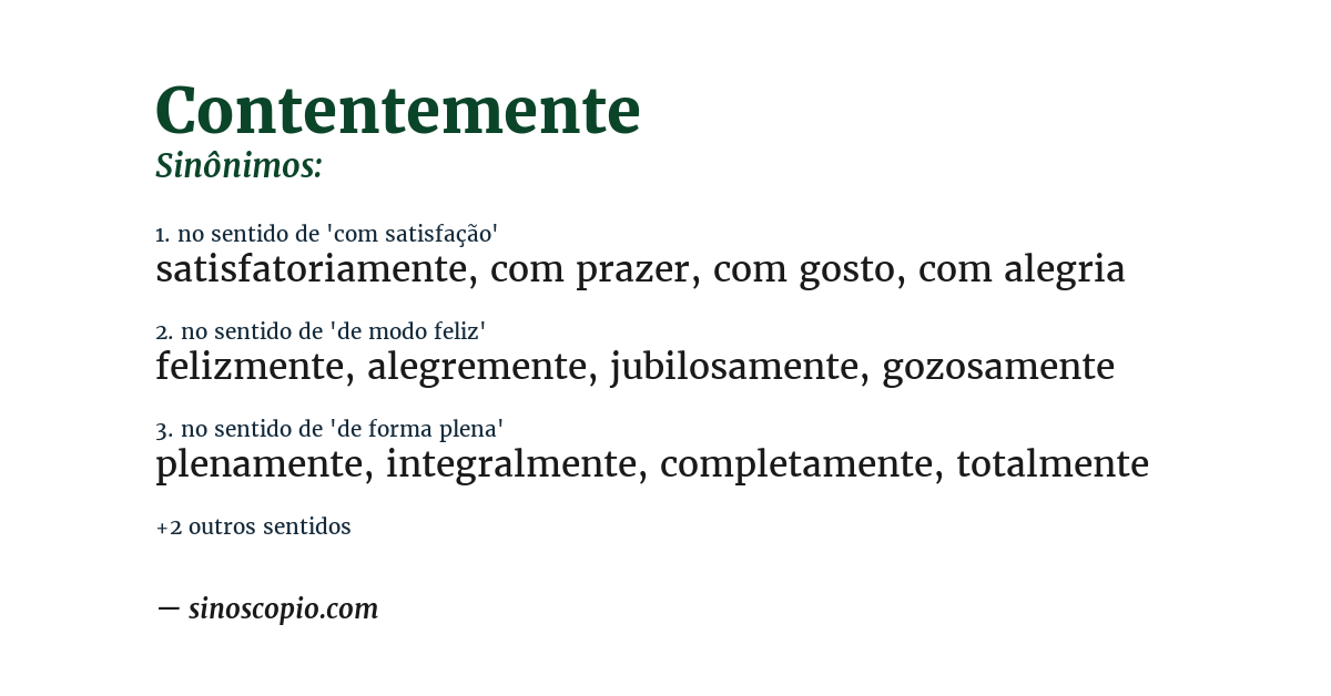 Sinônimo de contentemente