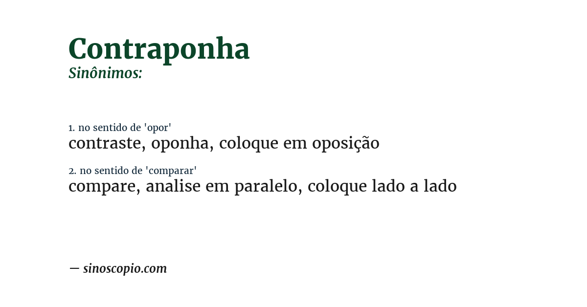 Sinônimo de contraponha