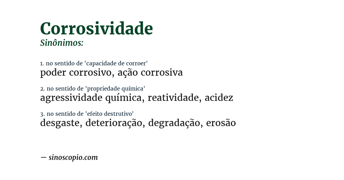 Sinônimo de corrosividade