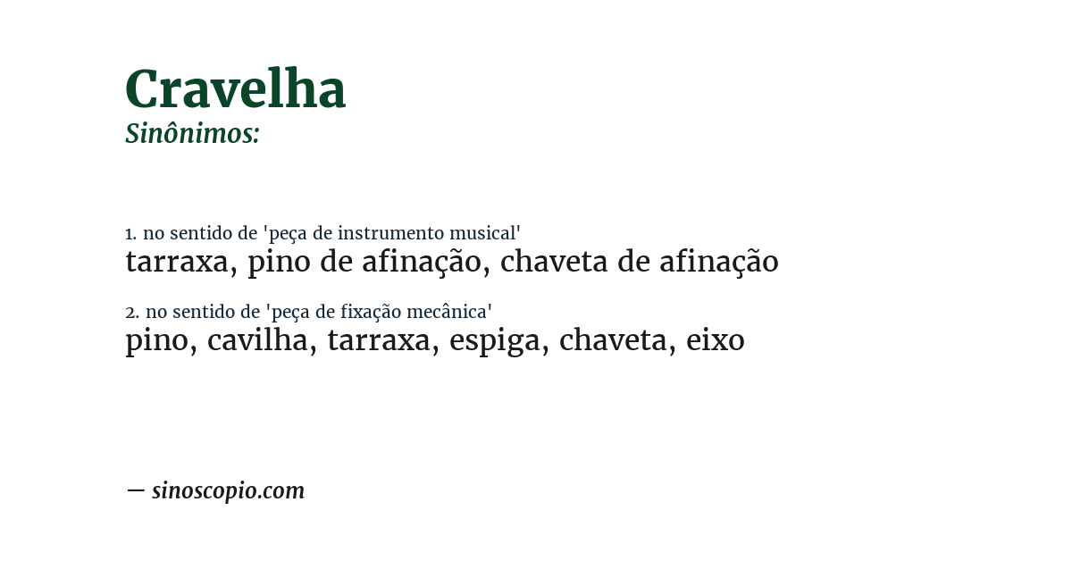 Sinônimo de cravelha