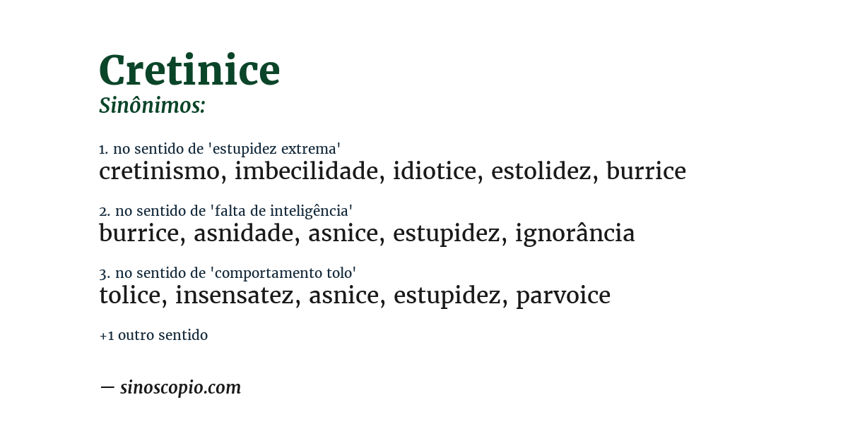 Sinônimo de cretinice