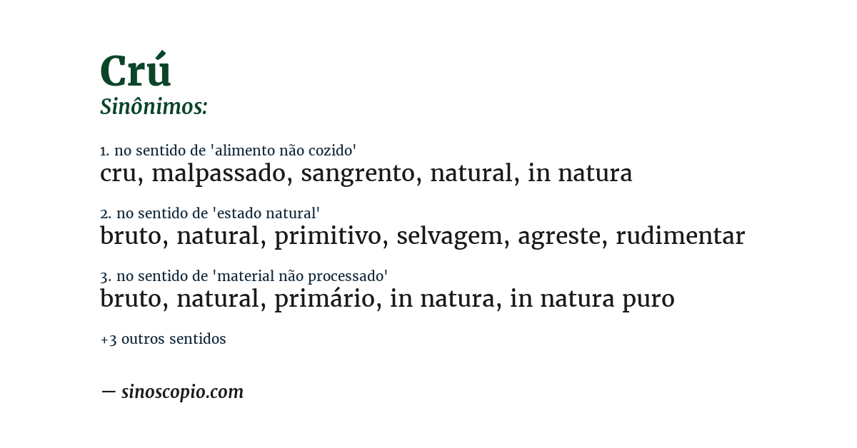 Sinônimo de crú
