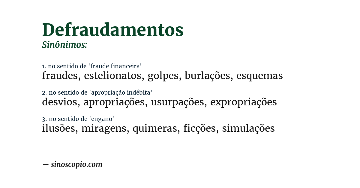 Sinônimo de defraudamentos