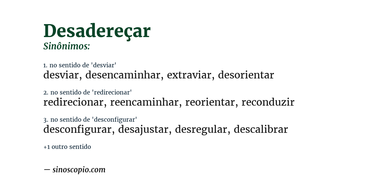 Sinônimo de desadereçar