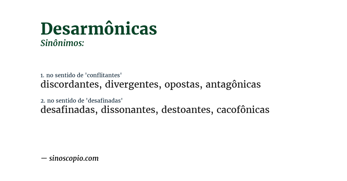 Sinônimo de desarmônicas