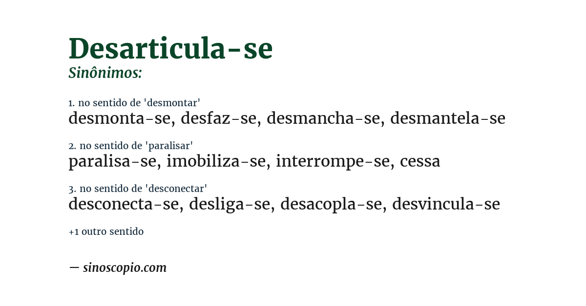 Sinônimo de desarticula-se