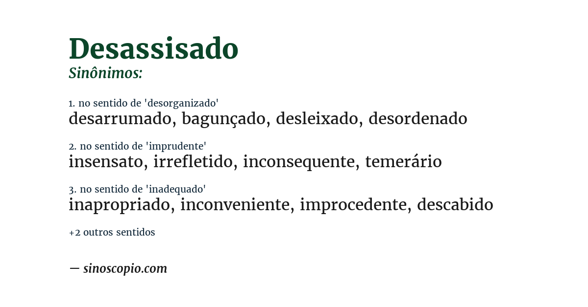 Sinônimo de desassisado