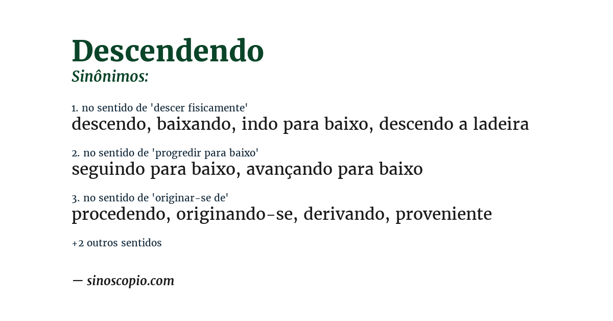 Sinônimo de descendendo
