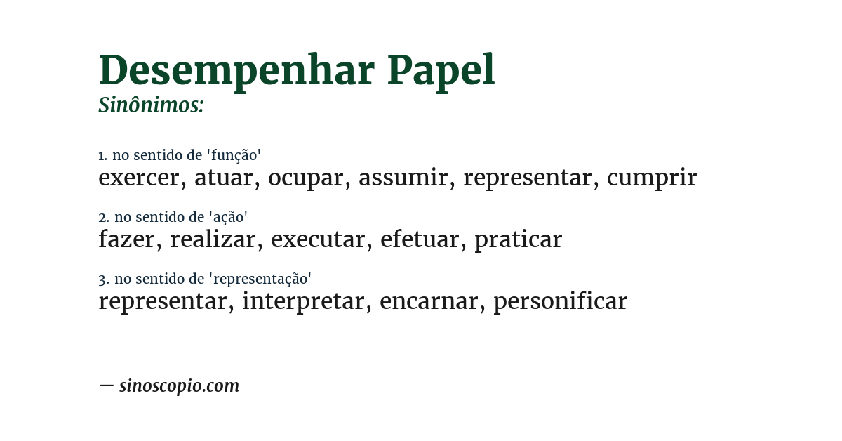 Sinônimo de desempenhar papel