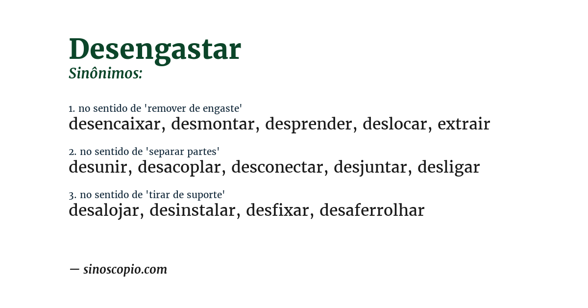 Sinônimo de desengastar
