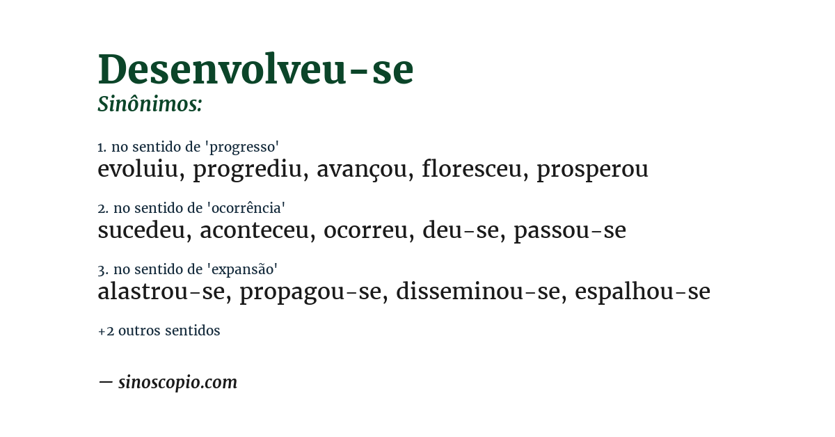 Sinônimo de desenvolveu-se