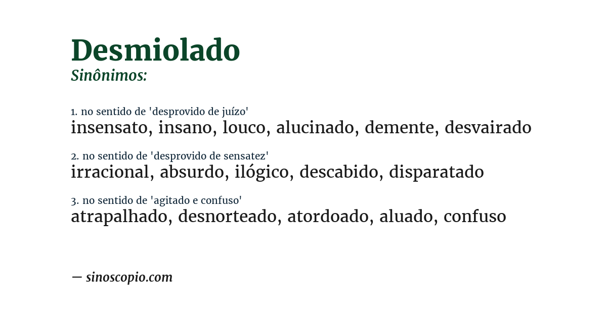 Sinônimo de desmiolado