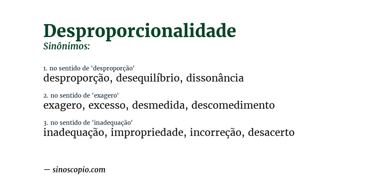 Sinônimo de desproporcionalidade