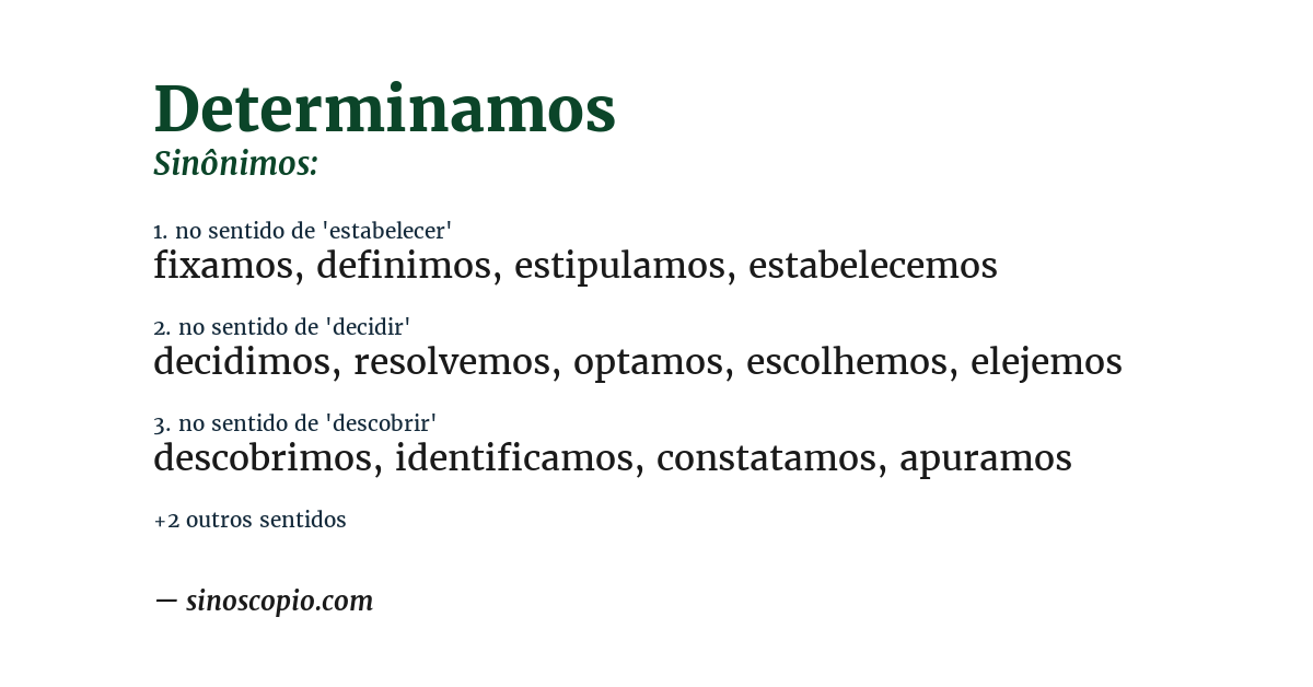 Sinônimo de determinamos