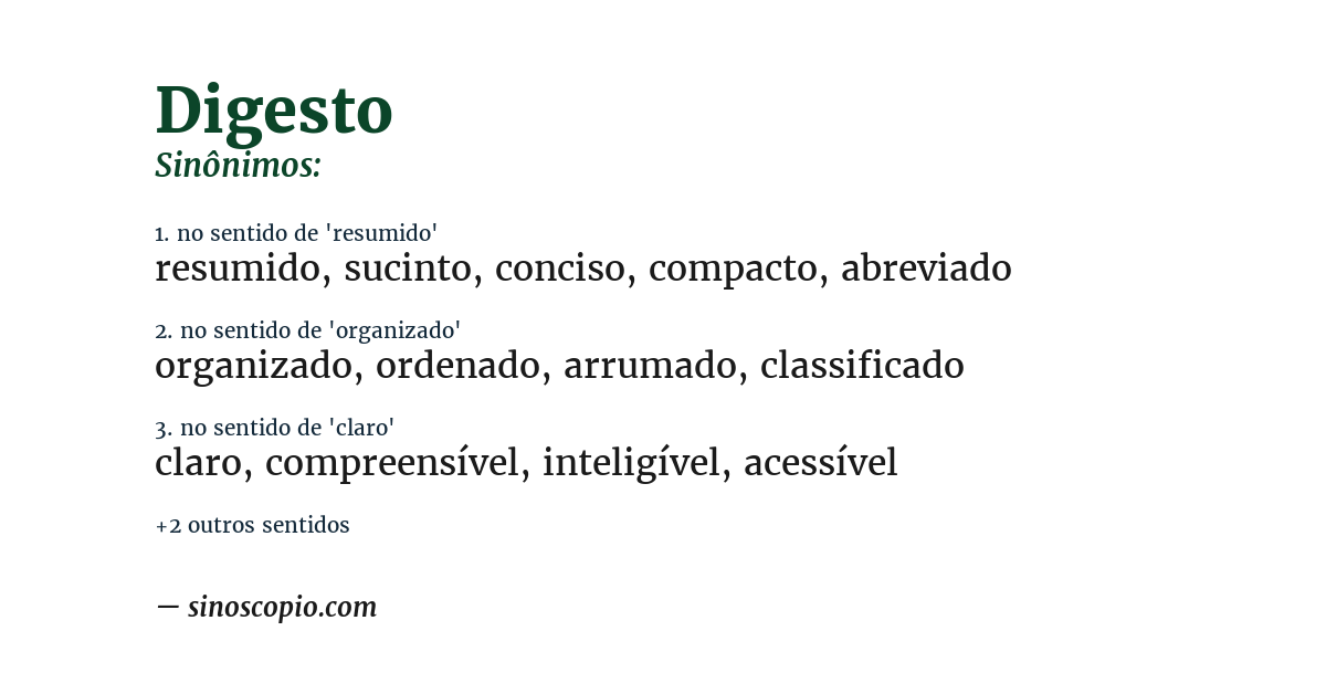 Sinônimo de digesto