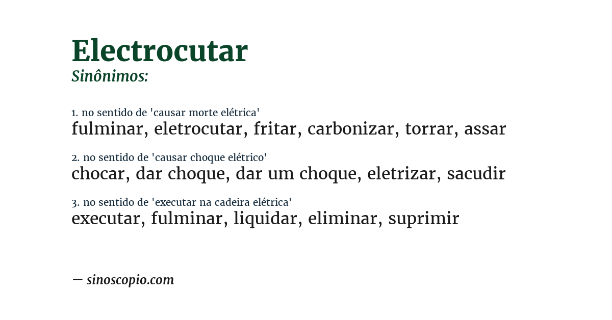 Sinônimo de electrocutar
