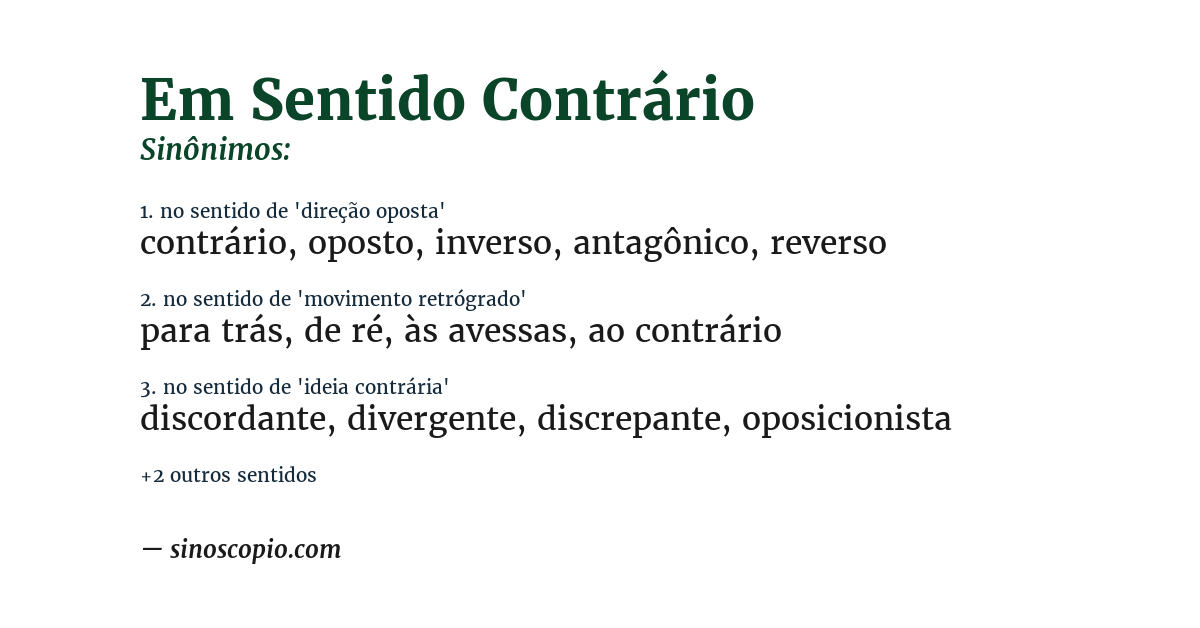 Sinônimo de em sentido contrário