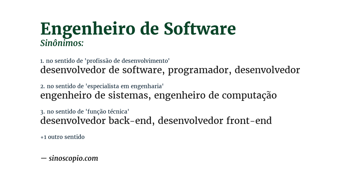 Sinônimo de engenheiro de software