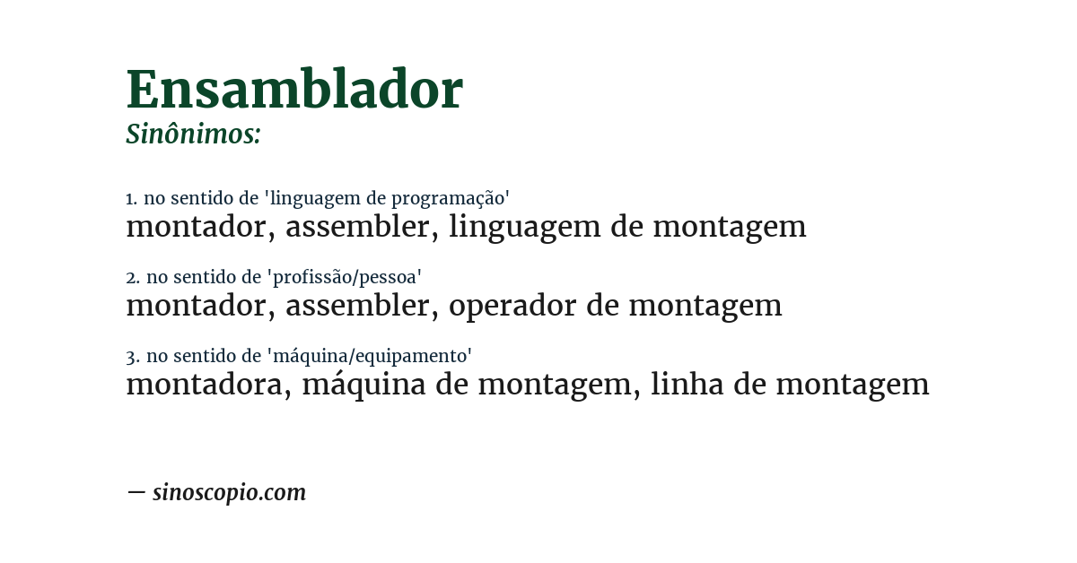 Sinônimo de ensamblador