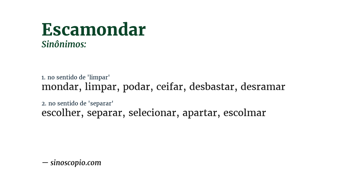 Sinônimo de escamondar