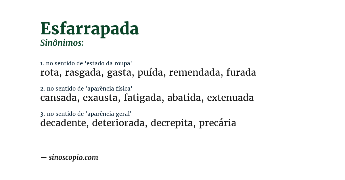Sinônimo de esfarrapada