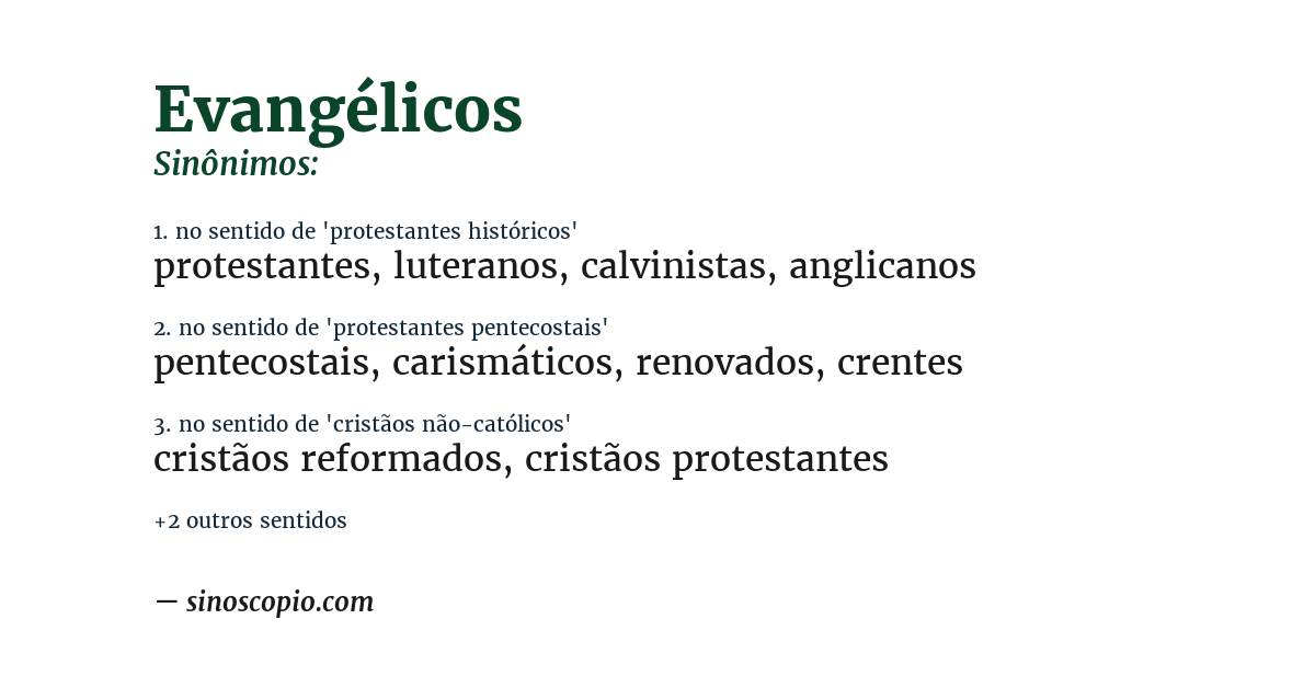 Sinônimo de evangélicos