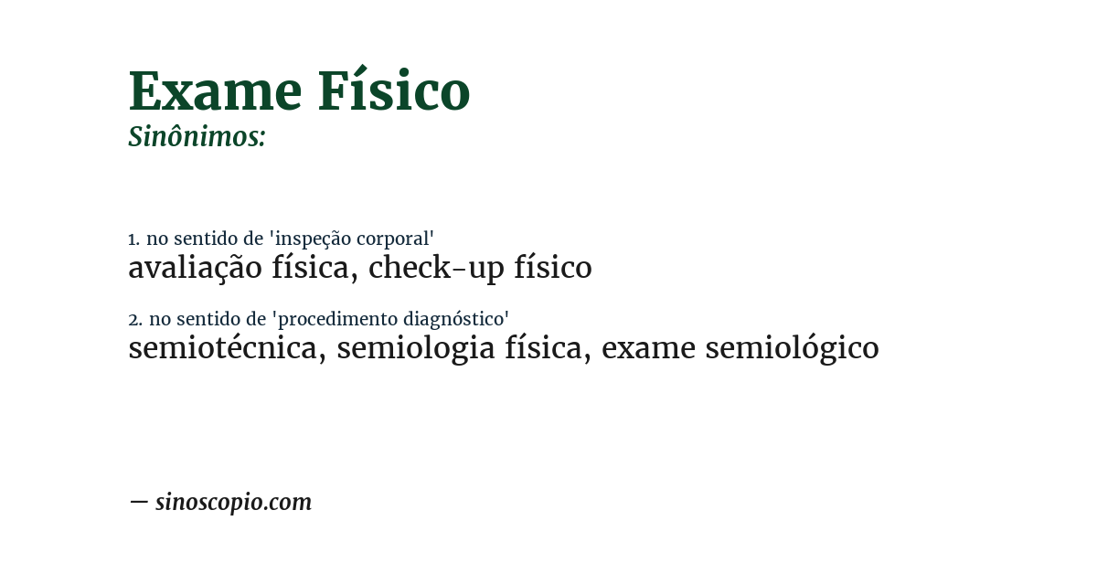 Sinônimo de exame físico