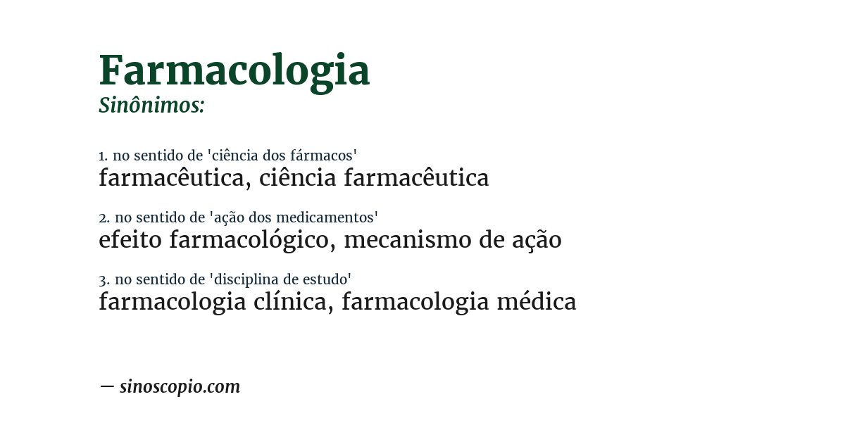 Sinônimo de farmacologia
