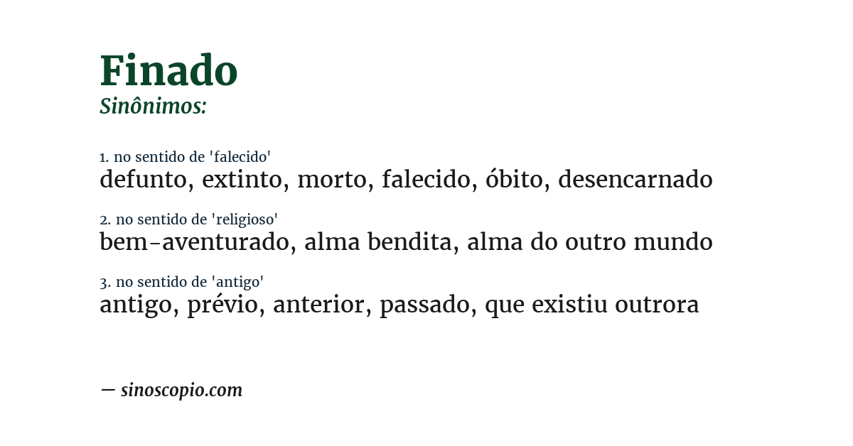Sinônimo de finado