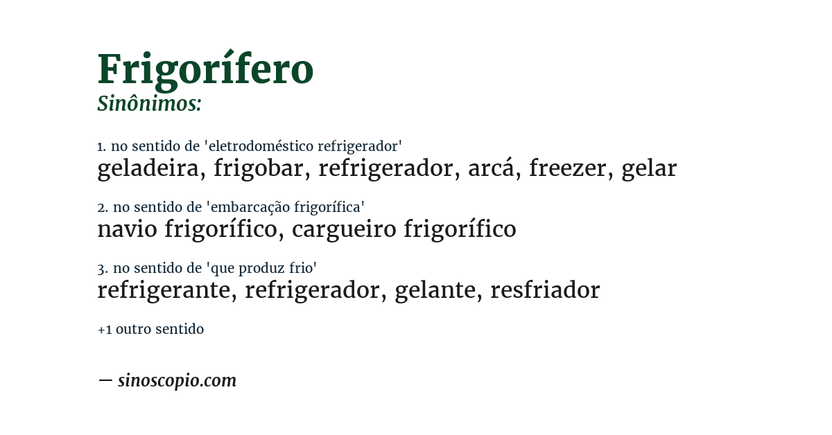 Sinônimo de frigorífero