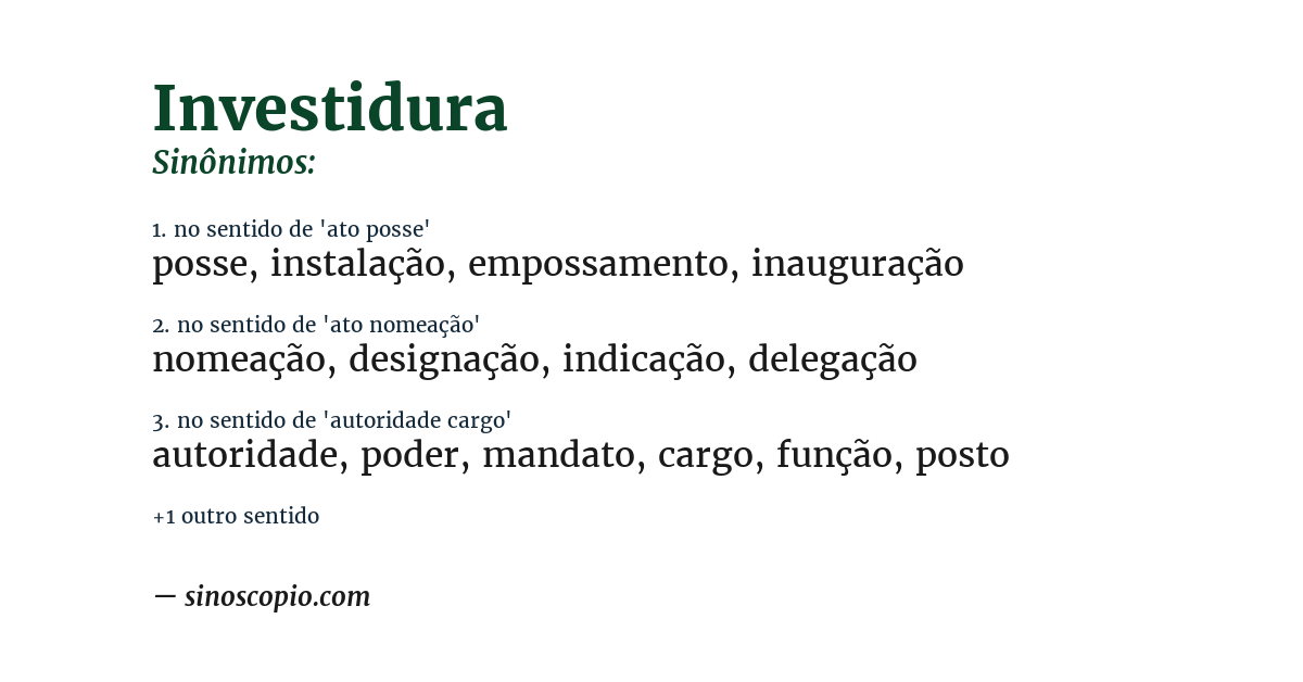 Sinônimo de investidura