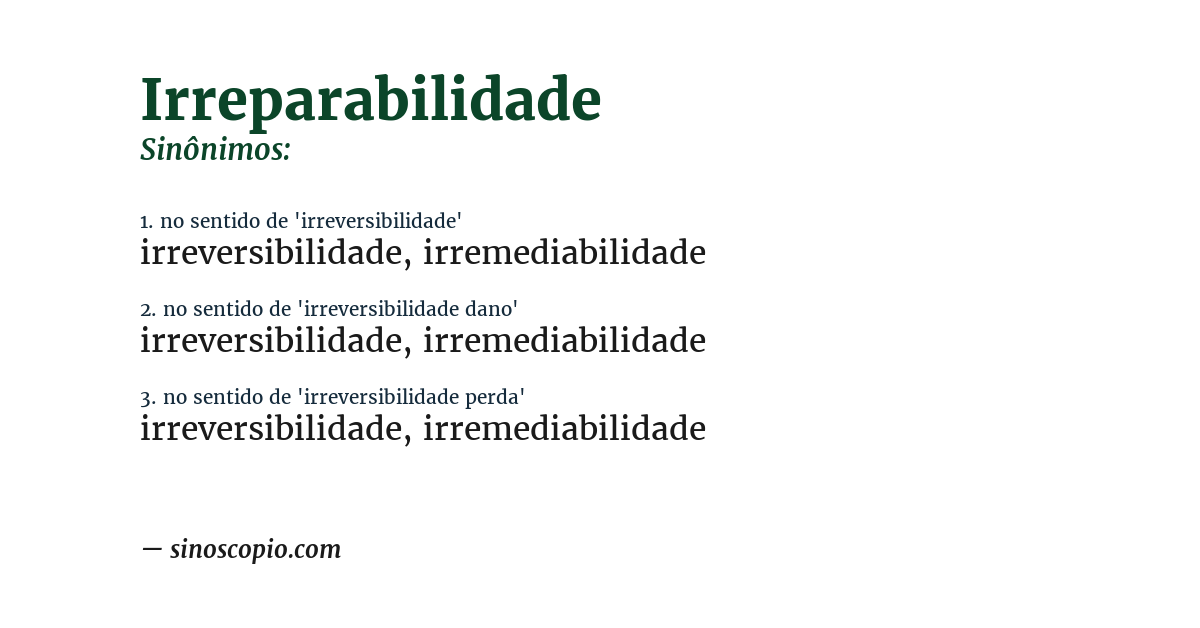 Sinônimo de irreparabilidade