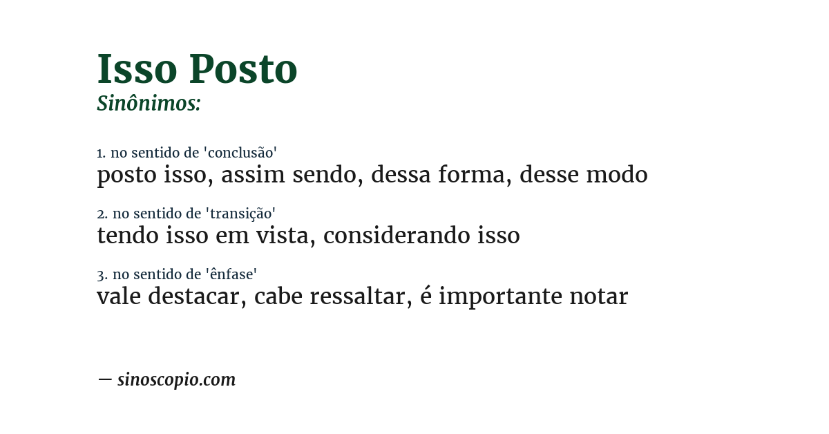 Sinônimo de isso posto