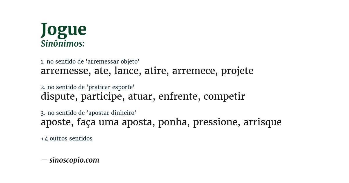 Sinônimo de jogue