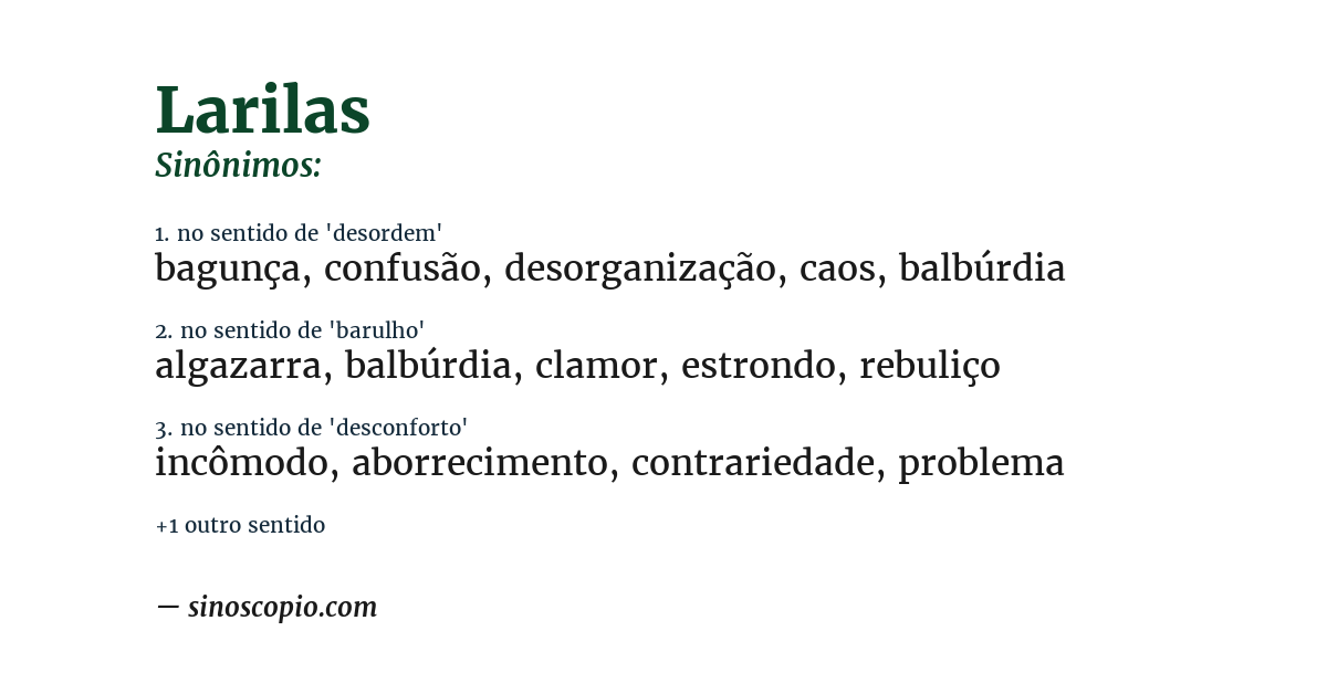 Sinônimo de larilas