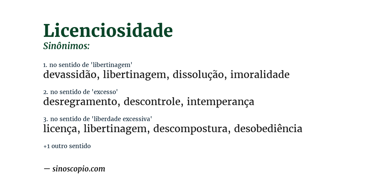 Sinônimo de licenciosidade