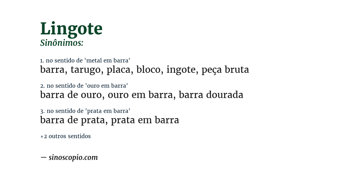 Sinônimo de lingote