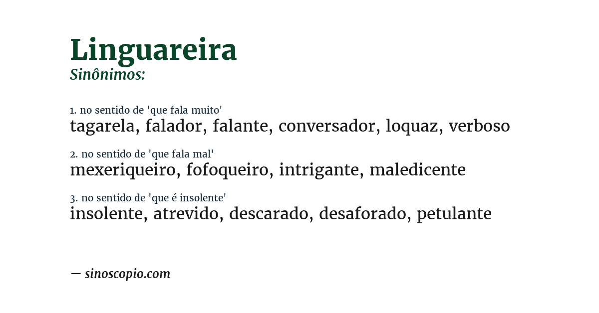 Sinônimo de linguareira