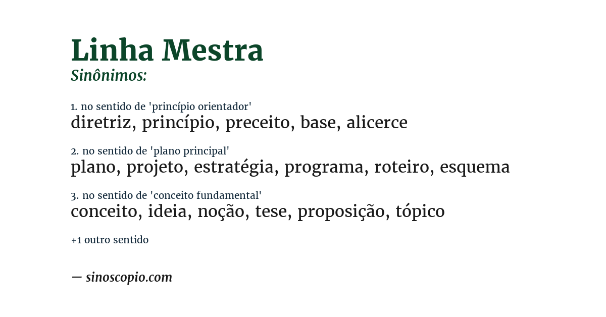 Sinônimo de linha mestra