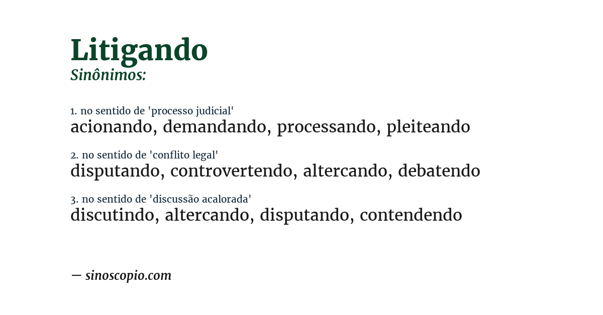Sinônimo de litigando