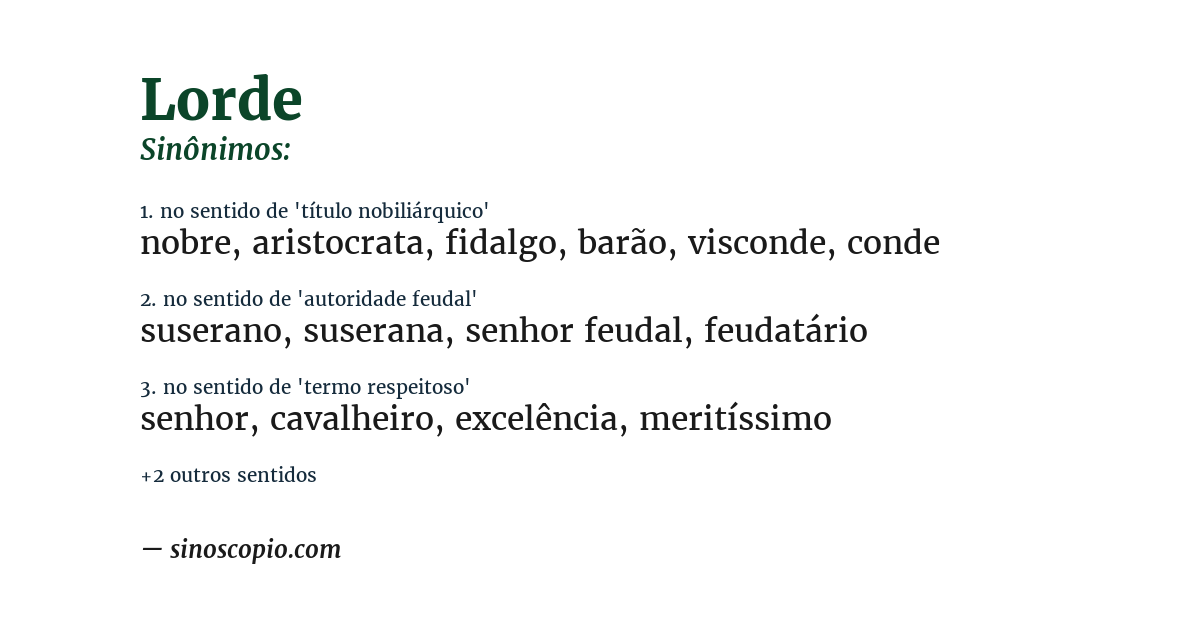 Sinônimo de lorde