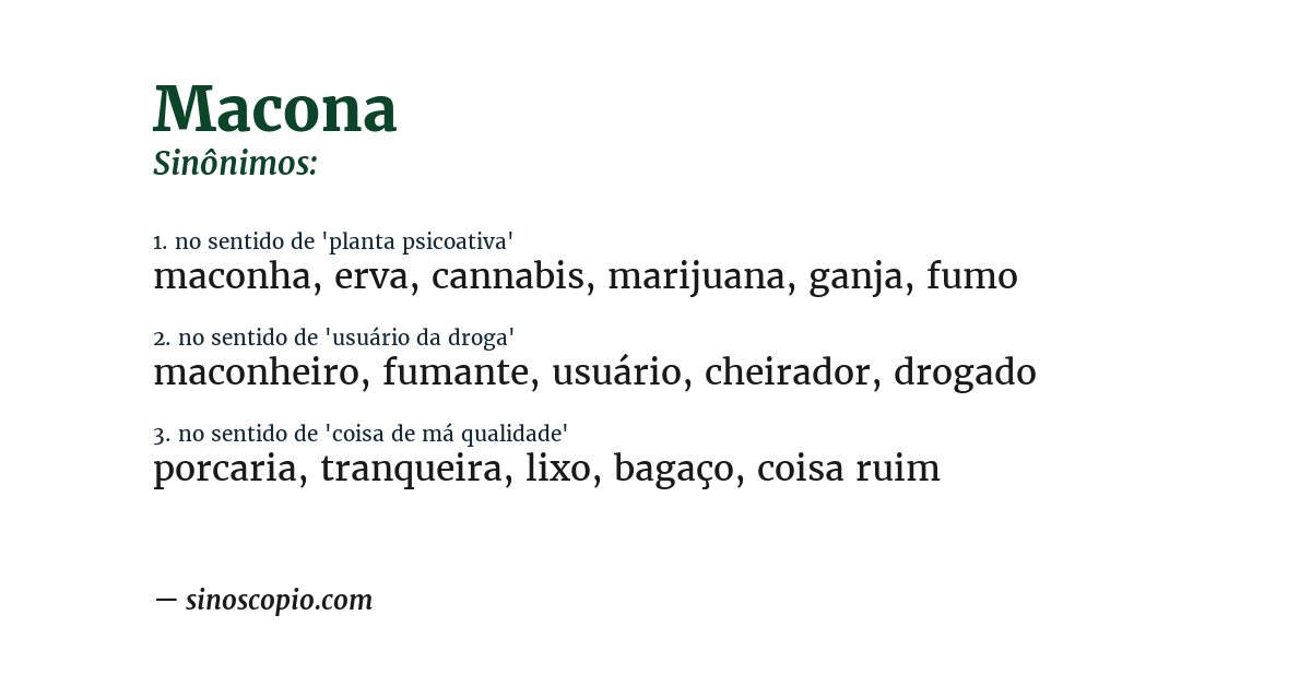 Sinônimo de macona
