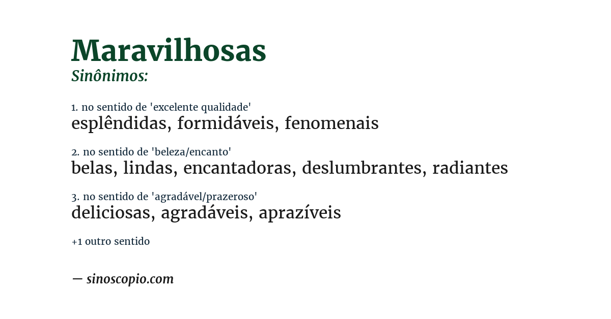 Sinônimo de maravilhosas