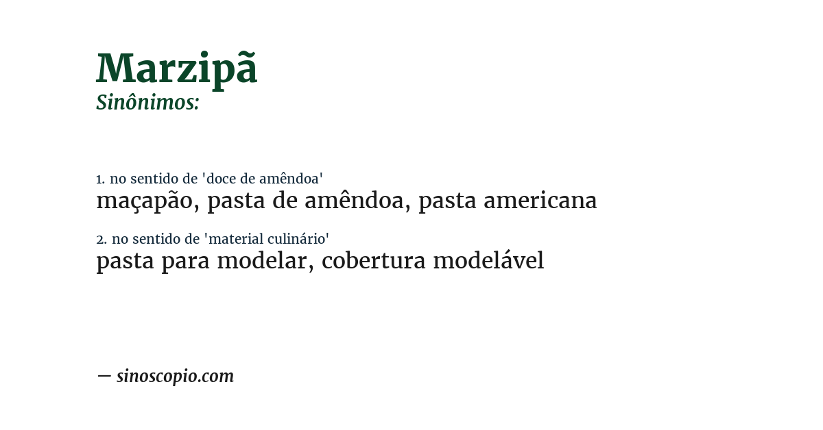 Sinônimo de marzipã