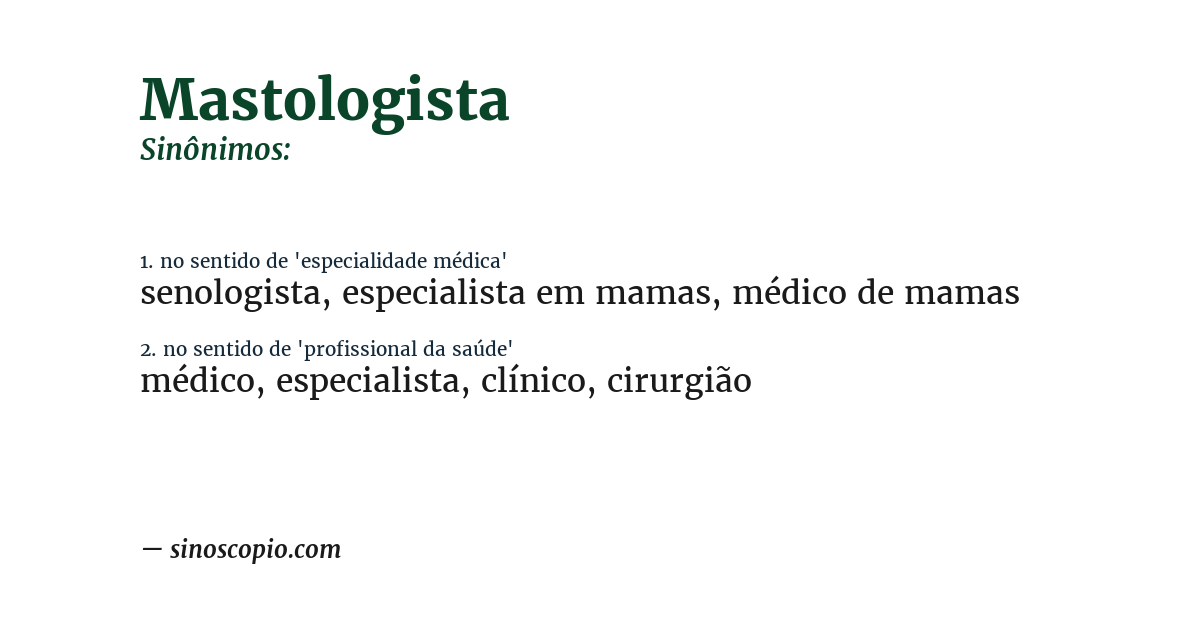 Sinônimo de mastologista