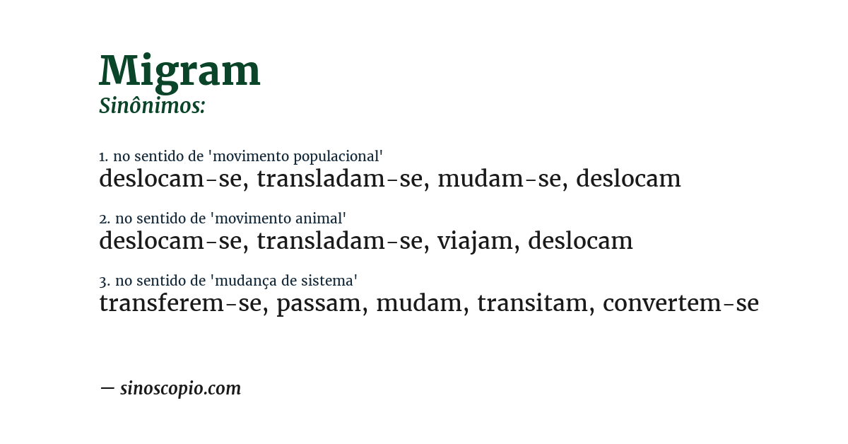 Sinônimo de migram